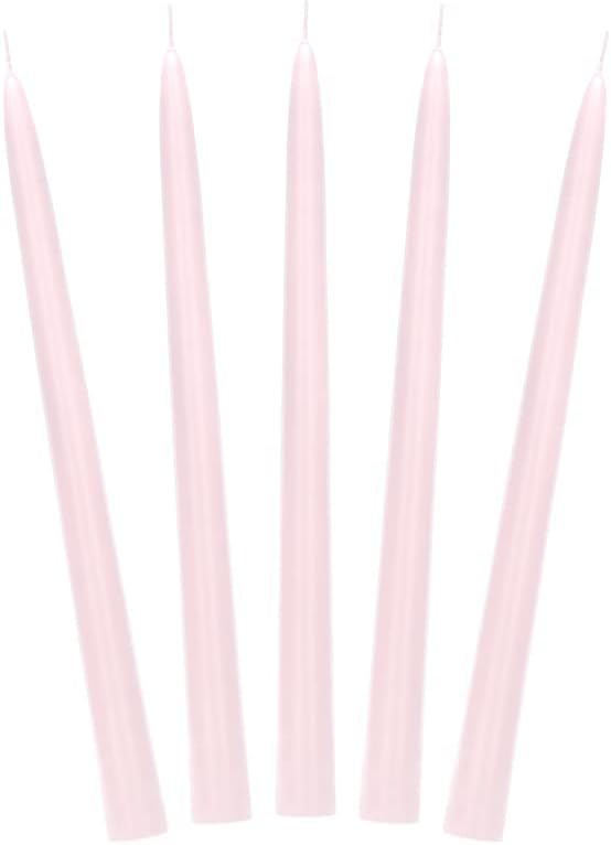 Stabkerzen 24cm x 10 Stück Leuchterkerzen Hellrosa Tafelkerzen Spitzkerzen für Geburtstag Hochzeit Party
