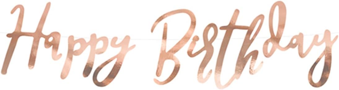 PartyDeco Geburtstag Banner Happy Birthday Banner Rosegold Geburtstagsgirlande für Geburtstag Dekoration zum Aufhängen