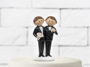 PartyDeco Tortenfigur Hochzeit 11,5cm - Brautpaar Figuren mit Seil - Hochzeitstorte Deko Tortendeko Tortenaufsatz Cake Topper - Hochzeitsdeko Torte - Hochzeitstortenfiguren Weiß Schwarz