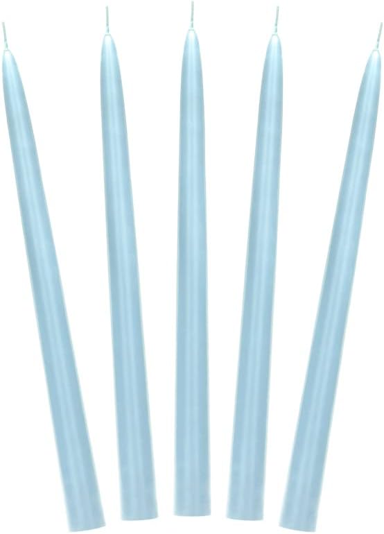 Kerze, matt, hellblau, Höhe 24 Zentimeter. Brenndauer von 1 Stück ca. 6 Stunden. Verpackung: 1 Packung enthält 10 Stück SDMAT-008