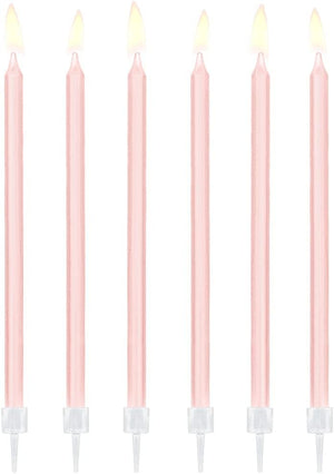 Kerzen & Halter 14 cm | 12Stk. - Glatt Rosa