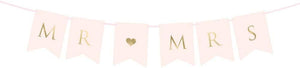 PartyDeco Mr & Mrs Hochzeit Girlande Banner rosa weiß Gold, Farbe: Rosa