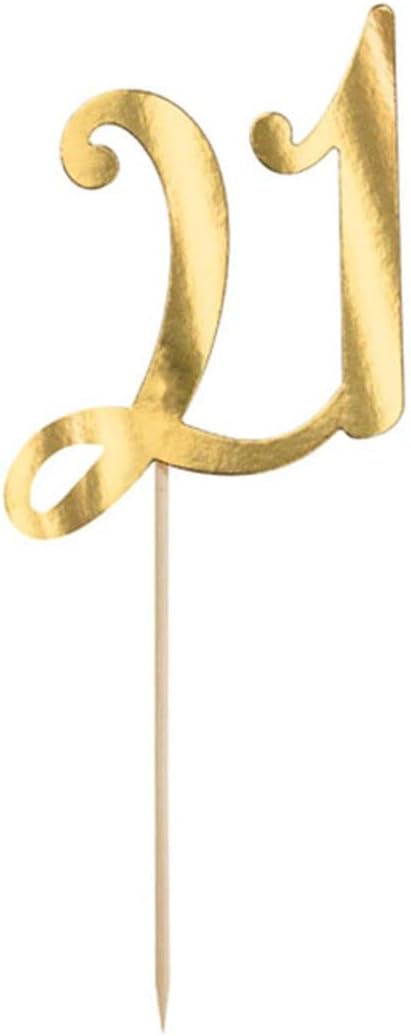 PartyDeco Geburtstagstorte Topper - Topper 21. Geburtstagszahl 21 in Gold - Gold Höhe ca. 20,5 cm 1 STK. Kuchen Dekorationen, Cupcake Topper für Geburtstag Jubiläen Runde Geburtstage