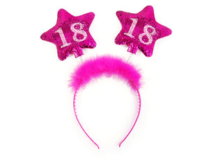 PartyDeco Haarreif Zahl #18 Pink