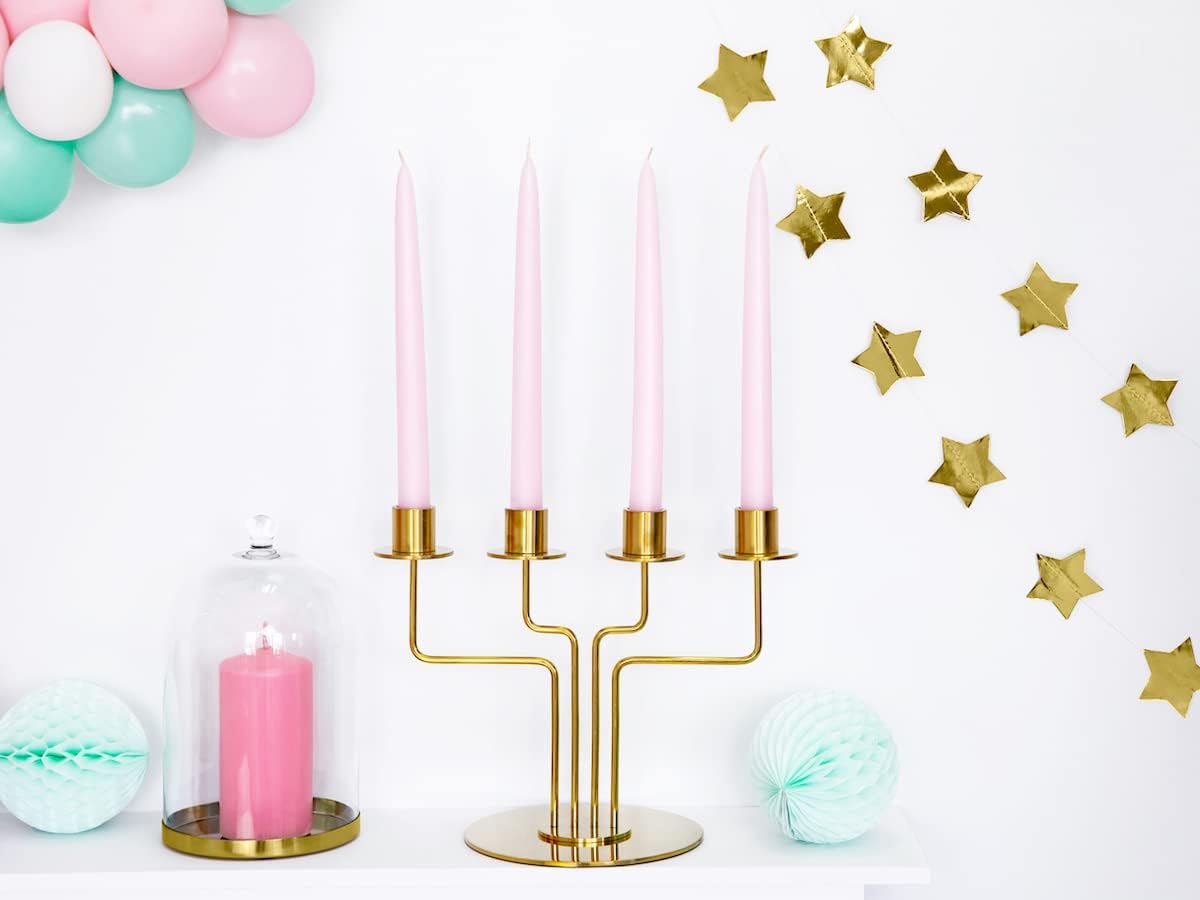Stabkerzen 24cm x 10 Stück Leuchterkerzen Hellrosa Tafelkerzen Spitzkerzen für Geburtstag Hochzeit Party