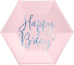 Pappteller Happy B'day! 20cm 6er Set Partyteller Einwegteller Partygeschirr Kindergeburtstag Deko