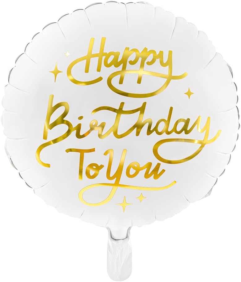 Folienballon Happy Birthday to You 35cm rund Helium Luftballon Kindergeburtstag Geburtstag weiß gold