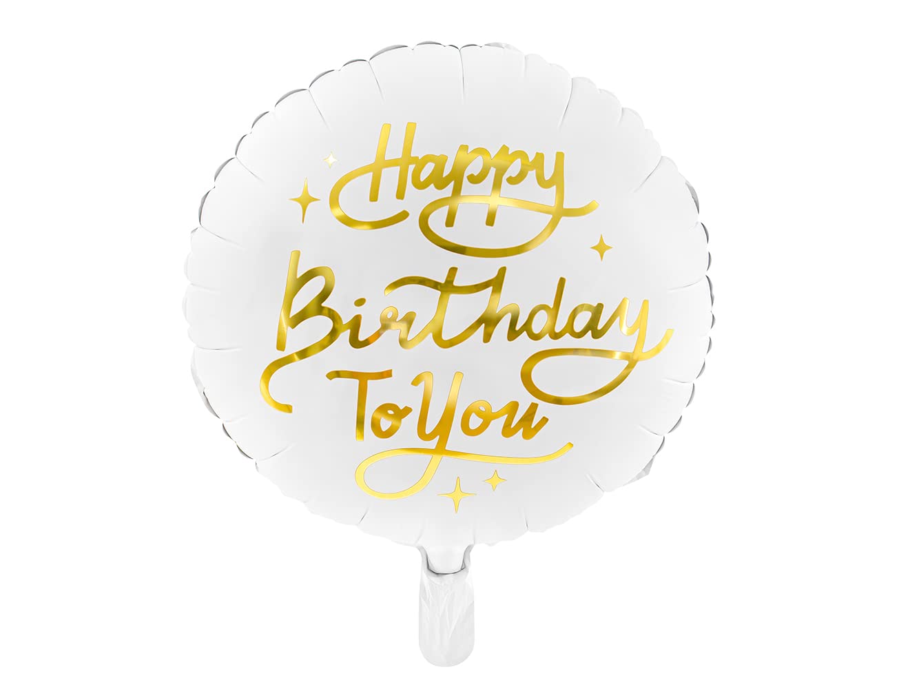Folienballon Happy Birthday to You 35cm rund Helium Luftballon Kindergeburtstag Geburtstag weiß gold