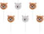 PartyDeco Geburtstagskerzen Teddybär 3cm 6er Set Kuchenkerzen Tortendeko Kindergeburtstag braun weiß