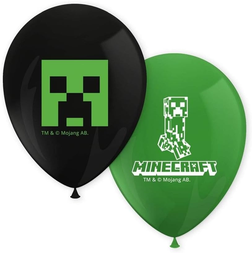 8 Luftballons * MINECRAFT * als Deko für Kindergeburtstag und Mottoparty | 85cm Umfang | Disney Luftballon Ballons Ballondeko Mottoparty Kinderparty
