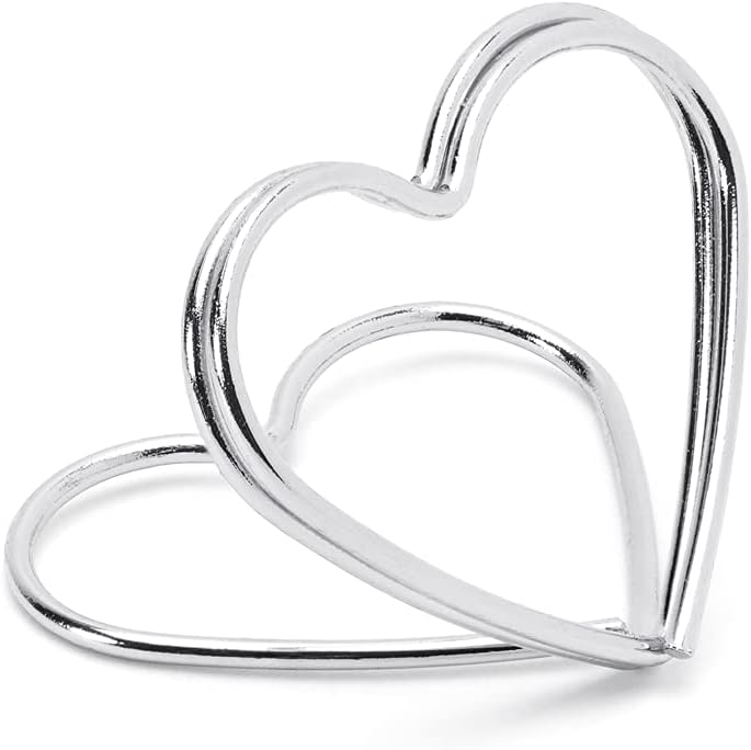 Tischkartenhalter Metall Herz 2,5 cm x 10 Stück Kartenhalter Fotohalter Clip für Hochzeit Silber Partydeko Hochzeitsdeko