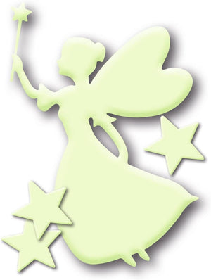 HERMA 15124 Leuchtsterne Kinderzimmer, 4 Stück, selbstklebend, leuchtende Fee Elfe Prinzessin Aufkleber Wandsticker, Leuchtsticker aus Plastik zur Sternenhimmel Dekoration für Kinder Mädchen Jungen