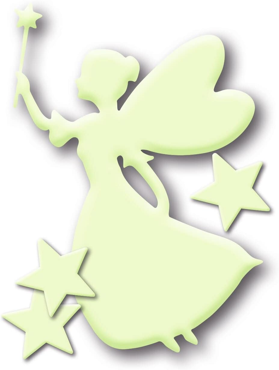 HERMA 15124 Leuchtsterne Kinderzimmer, 4 Stück, selbstklebend, leuchtende Fee Elfe Prinzessin Aufkleber Wandsticker, Leuchtsticker aus Plastik zur Sternenhimmel Dekoration für Kinder Mädchen Jungen