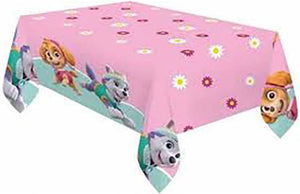 Procos 90278 - Tischdecke Paw Patrol, Skye & Everest, Größe 120 x 180 cm, Tischtuch aus Plastik, Helden auf vier Pfoten, Hunde, Party, Tischdekoration, abwischbar, Rosa, Grün