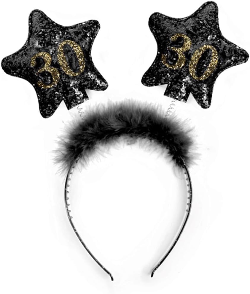 PartyDeco Haarreif Zahl #30 Schwarz