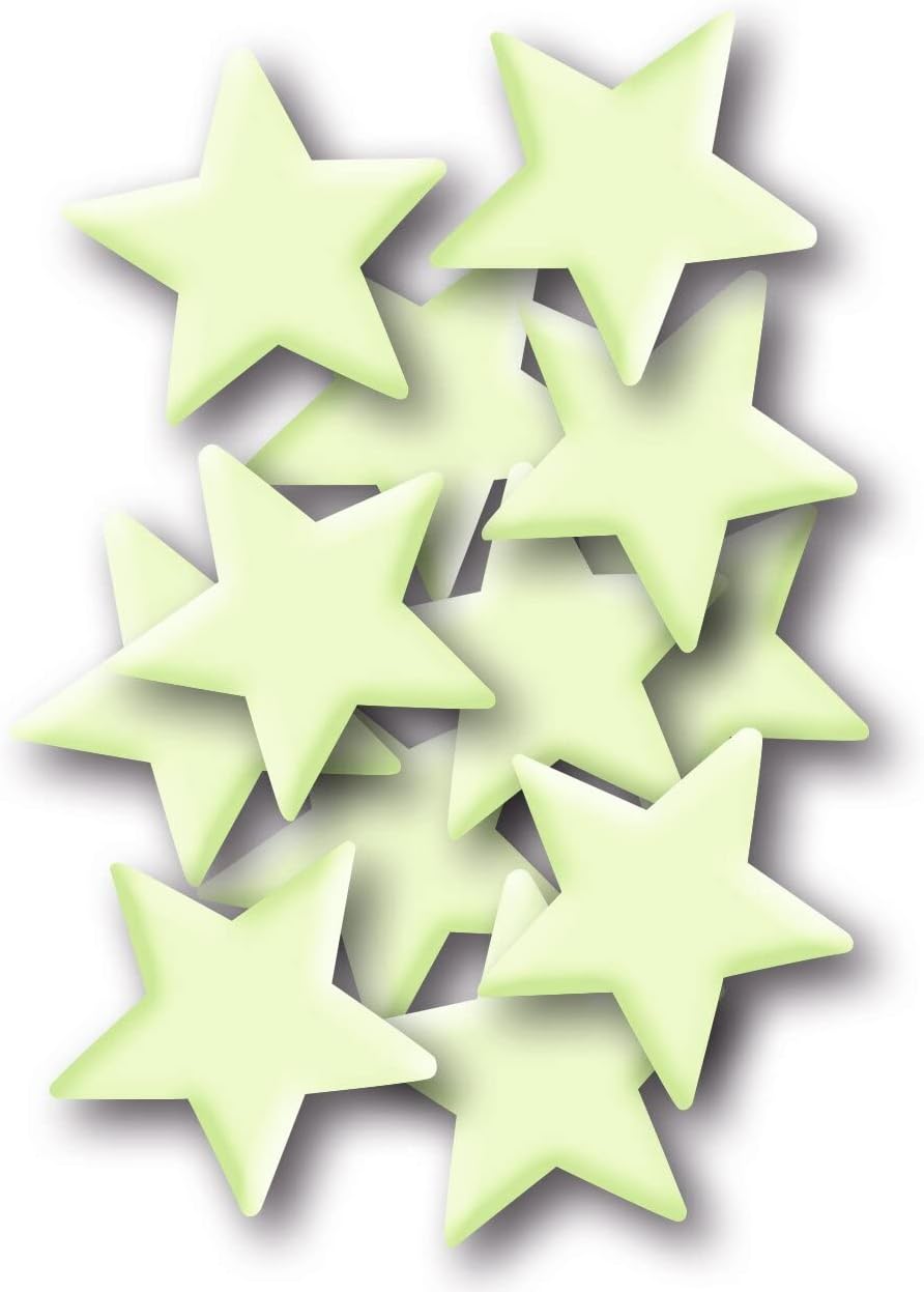 HERMA 15019 Leuchtsterne Kinderzimmer klein mini, 12 Stück, selbstklebend, leuchtende Sterne Aufkleber Wandsticker, Leuchtsticker aus Plastik zur Sternenhimmel Dekoration für Kinder Mädchen Jungen