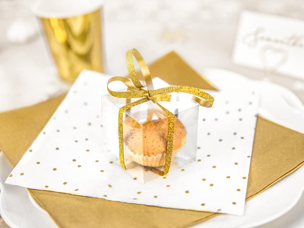 PartyDeco Dreilagige Servietten Weiß mit Golden Dot Print- Dekorative Servietten für Geburtstag Taufe Kommunion- Taschentücher mit bedruckten Tischauflagen Dekorative Papierhandtücher