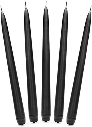 PartyDeco Spitzkerze Schwarz 24cm 10Stk.