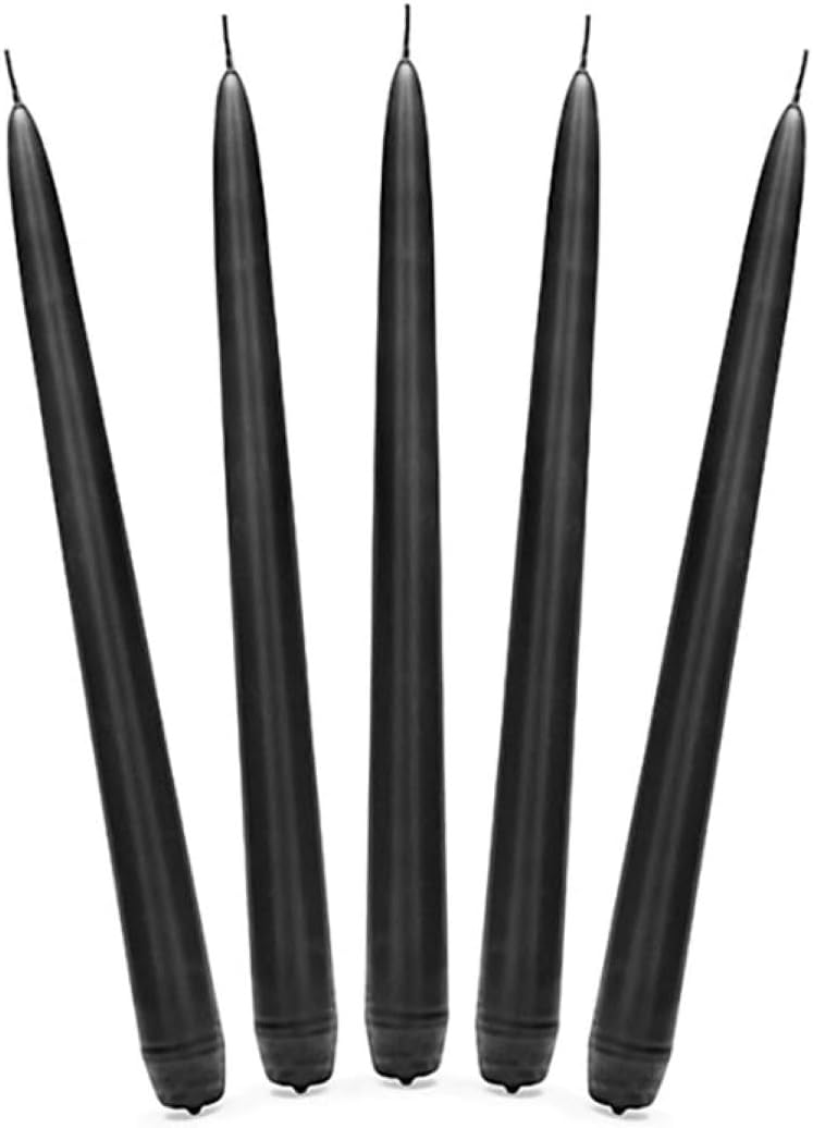 PartyDeco Spitzkerze Schwarz 24cm 10Stk.