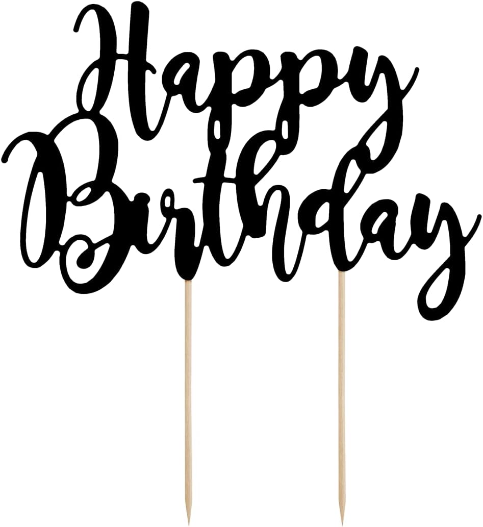 Cake Topper Happy Birthday 22,5 cm x 1 Stück Tortendeko Kuchendeko Tortenstecker Tortenfigur Geburtstag schwarz
