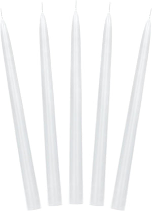 PartyDeco Stabkerzen 24cm x 10 Stück - Leuchterkerzen Tafelkerzen Spitzkerzen für Geburtstag Hochzeit Party - Weihnachtskerzen Adventskerzen - Weiß Matt