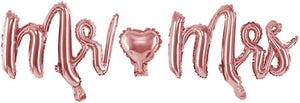 PartyDeco Folienballon Mrs&Mr Aufschrift in Roségold -Dekoration für Valentinstag Verlobung Hochzeit- Hel Luftballon Größe ca. 62,5 x 31,5 cm Ballon-Girlande