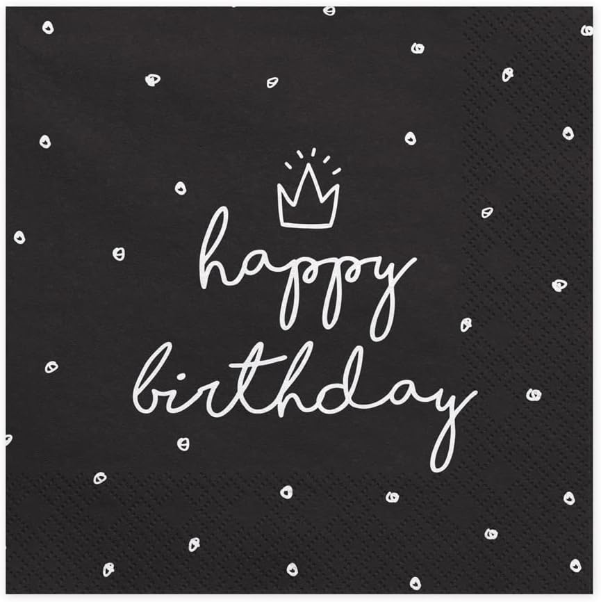 Servietten "Happy Birthday" 20Stk./33x33cm | Schwarz