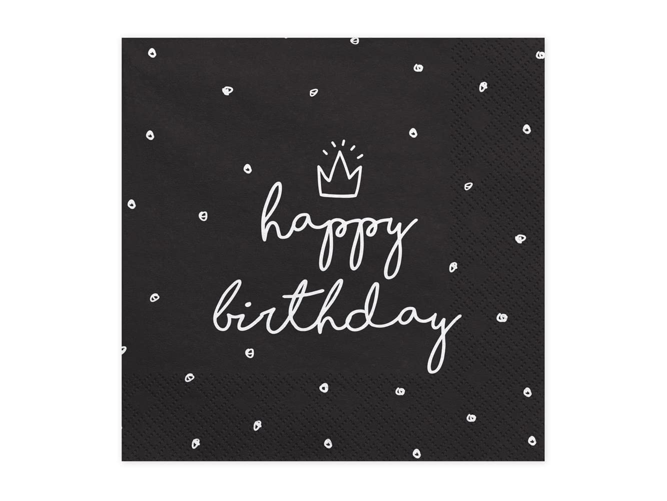 PartyDeco Happy Birthday Weiße Servietten 33x33cm 20 Stk. Geburtstag