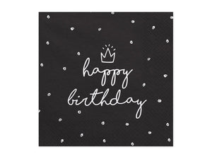 PartyDeco Happy Birthday Weiße Servietten 33x33cm 20 Stk. Geburtstag