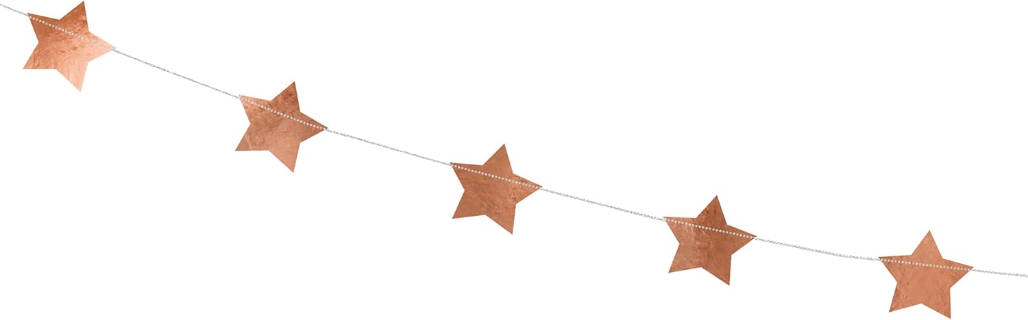 PartyDeco Girlande Sterne rosa Gold 36m Silvester Fasching Weihnachten Hochzeit Geburtstag