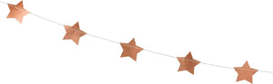 PartyDeco Girlande Sterne rosa Gold 36m Silvester Fasching Weihnachten Hochzeit Geburtstag