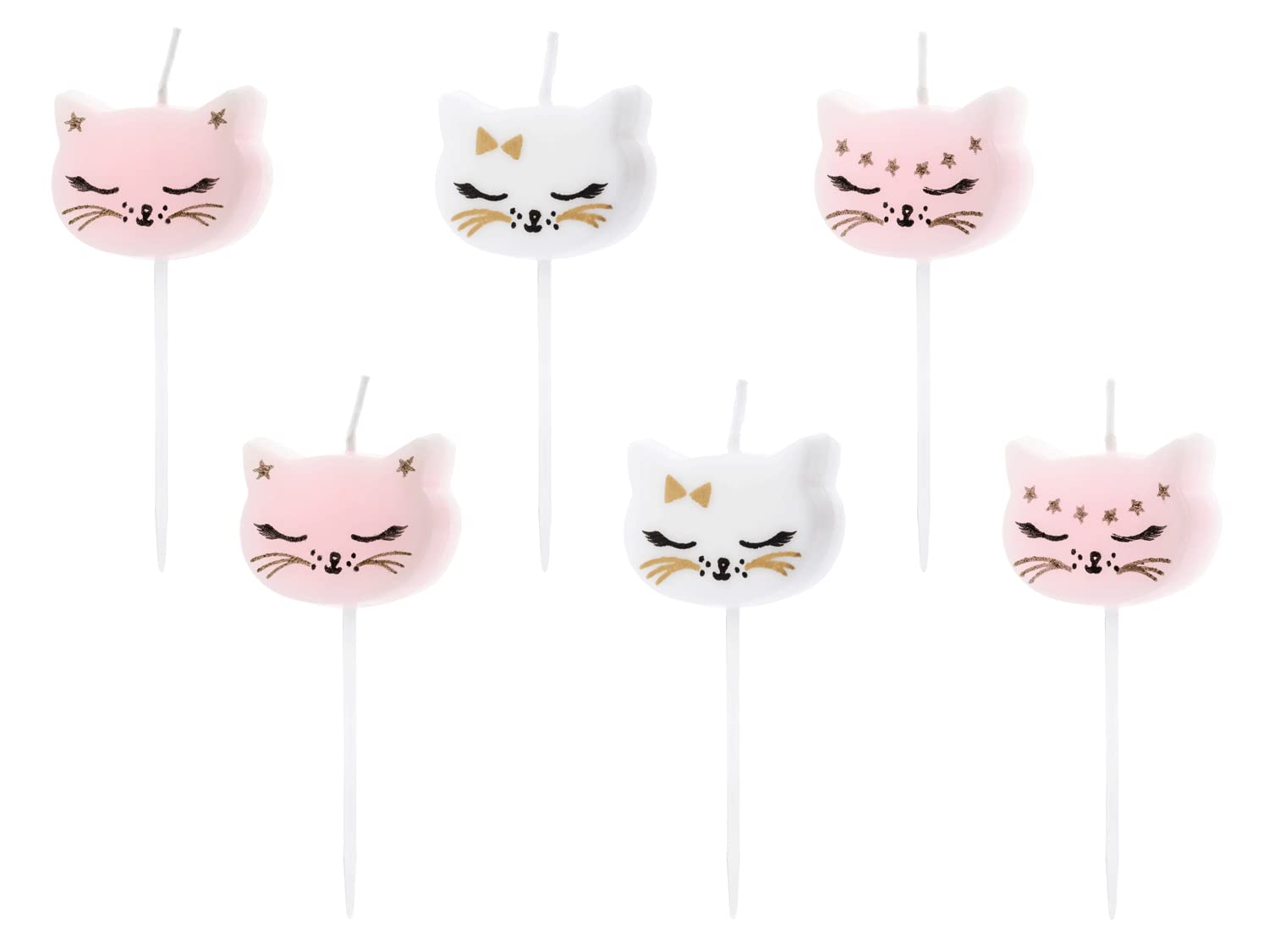 Shape Folienballon "Katze mit Sternen" Rosa/Gold | 48 x 36cm