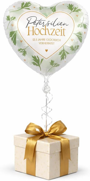 Herz-Folienballon * PETERSILIEN HOCHZEIT * als Deko und Geschenk zum 12,5 Jahre Hochzeit | Größe: 43cm | Partydeko Luftballon Ballon Petersilienhochzeit