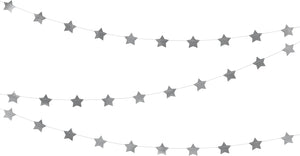 PartyDeco Girlande Sterne 3,6m Star Spangled Banner Silber Star Spangled Banner hängende Dekoration für Geburtstag Party Hochzeit Kommunion Party mit Kosmos Thema