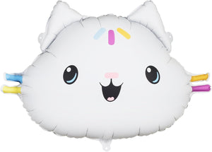 Folienballon Gabby's Dollhouse Kuchi 67x43cm - Ballon für Helium oder Luft - Kindergeburtstag Mädchen Partydeko - Cakey Folienluftballon Geburtstagsdeko - Weiß