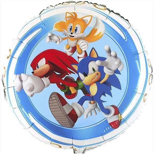 Grabo Sonic Luftballon für Kinder, rund, aus Folie mit Strohhalm zum Aufblasen. Bunte Luftballons Made in Italy 35 x 35 cm