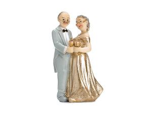 PartyDeco Tortenfigur Hochzeit 11,5cm - Brautpaar Figuren mit Seil - Hochzeitstorte Deko Tortendeko Tortenaufsatz Cake Topper - Hochzeitsdeko Torte - Hochzeitstortenfiguren Weiß Schwarz