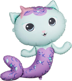 Folienballon Gabby's Dollhouse 82x80cm Meerkatze - Ballon für Helium oder Luft - Kindergeburtstag Mädchen Partydeko - Folienluftballon Geburtstagsdeko - Lila Türkis