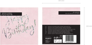 PartyDeco Servietten Happy Birthday 20 Stück 33x33cm 3-lagig Papierservietten Geburtstagsservietten