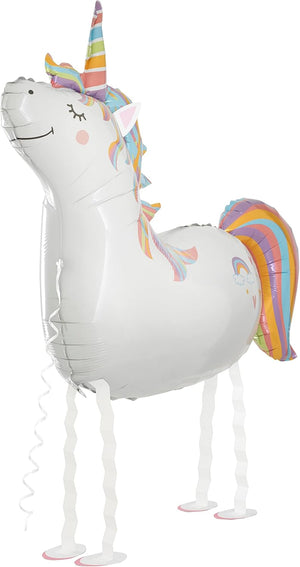 Betallic 18107-P Folienballon Einhorn mit Leine, Mehrfarbig, Ballon, 1 Stück, 14.5 x 18.5 x 0.25 cm, Kinder, Unisex-Kinder