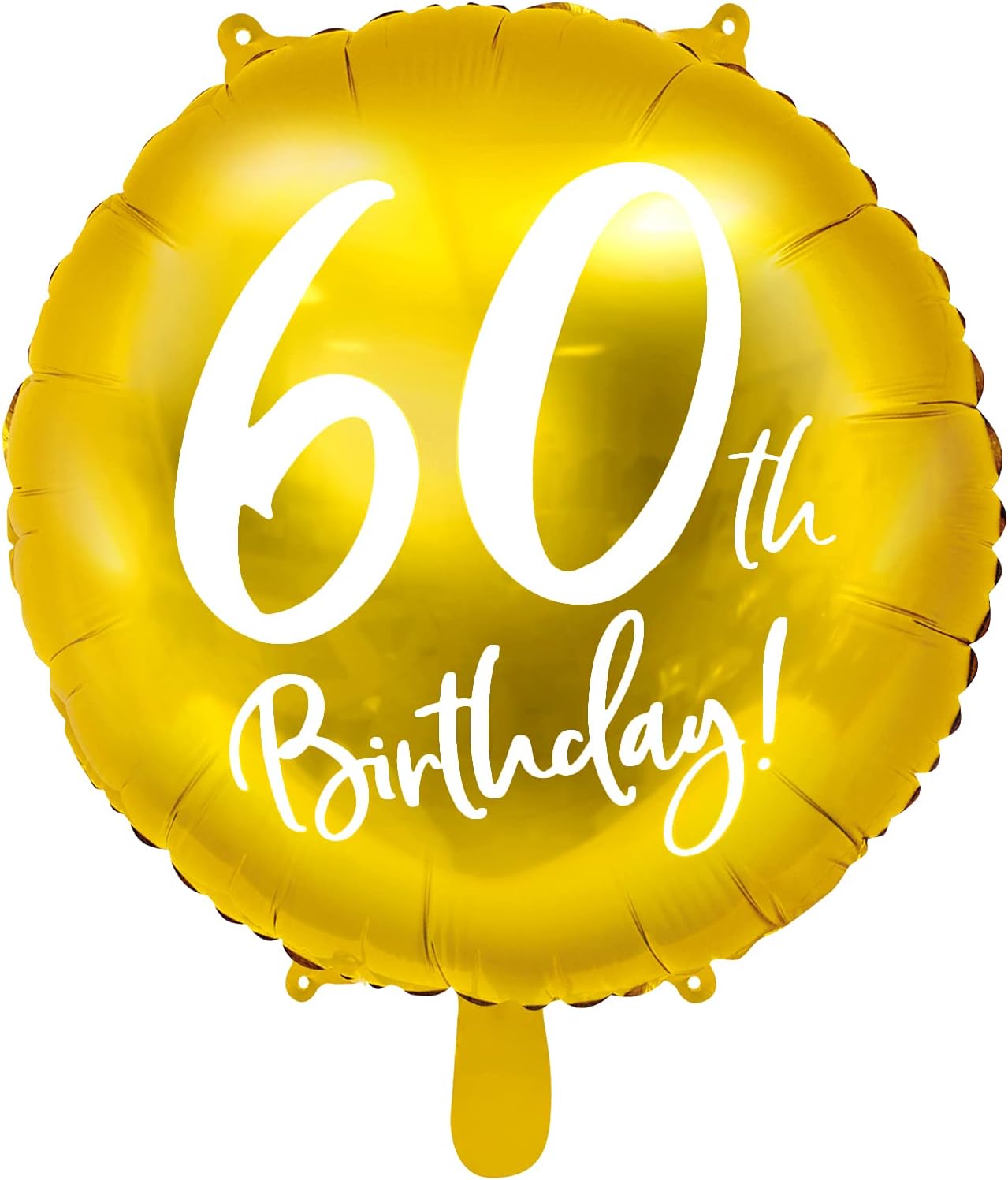 PartyDeco Folie Ballon Runde Gold mit Aufschrift 60. Birthday- 60. Geburtstag- Durchmesser ca. 45 cm- auf Hel Luft Geburtstagsdekoration Luftballon Girlande Party Hängedekoration
