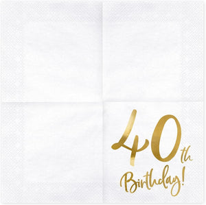 PartyDeco Servietten Birthday Gold 40th. 33x33cm/20St.