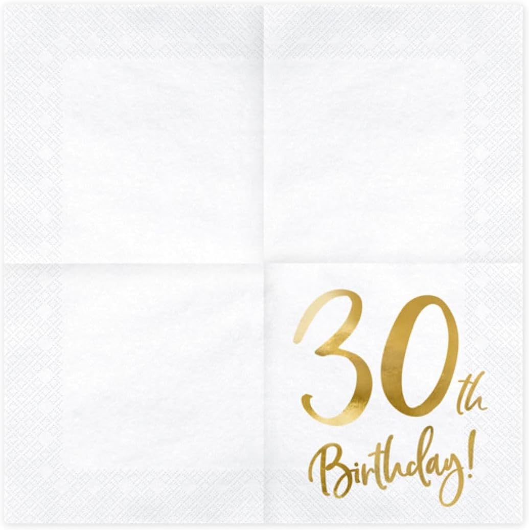 PartyDeco Servietten Birthday Gold 30th. 33x33cm/20St.