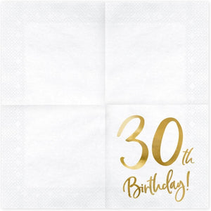 PartyDeco Servietten Birthday Gold 30th. 33x33cm/20St.