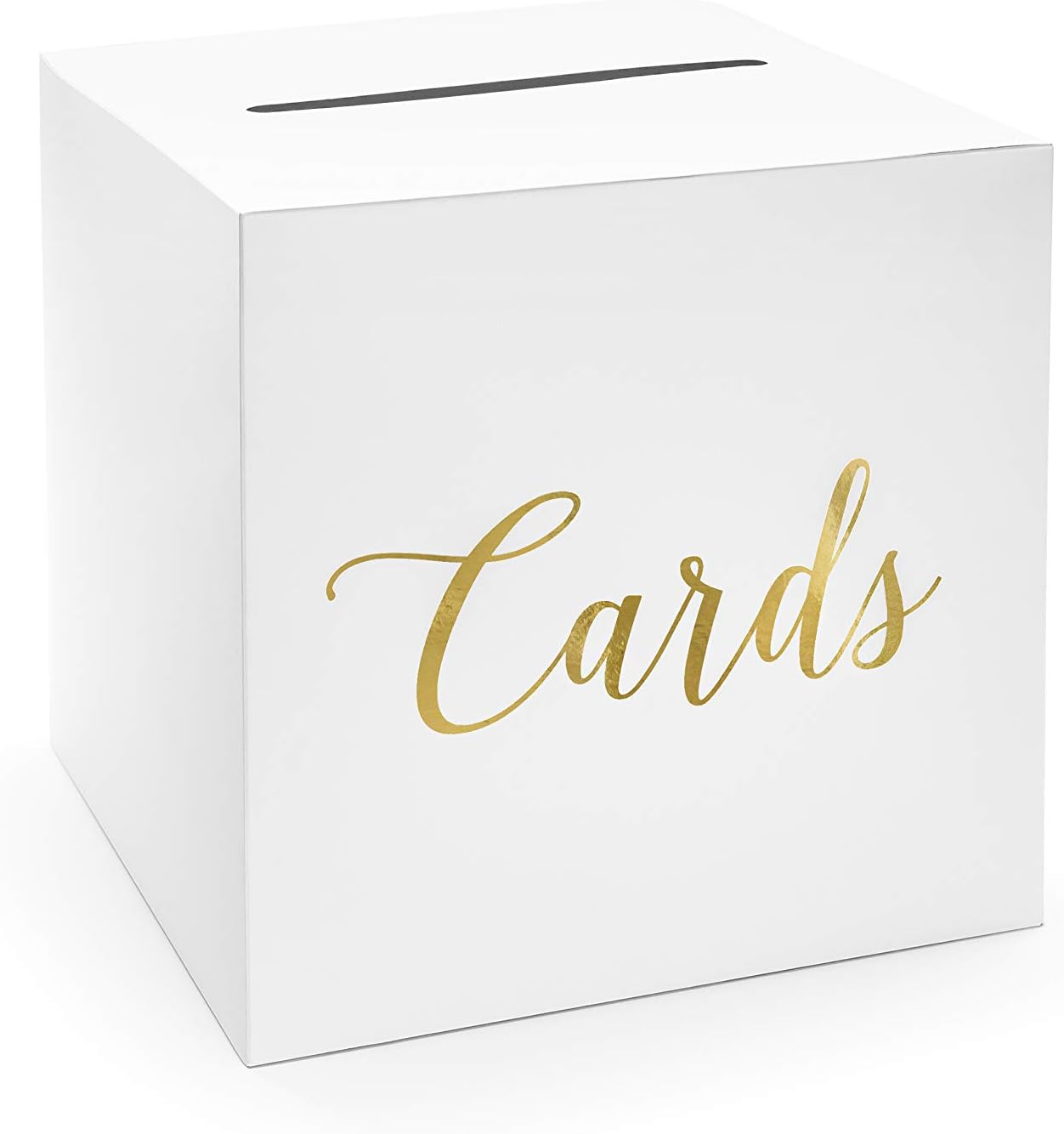 PartyDeco Geschenkbox, Gastgeschenk, Hochzeitsbox, Geldbox, Kartenbox - 24 x 24 x 24 cm - Geschenkkartenbox für Hochzeitsempfänge, Geburtstage, Abschlussfeiern, Braut- oder Babypartys - Gold