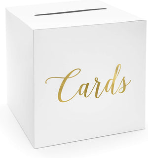PartyDeco Geschenkbox, Gastgeschenk, Hochzeitsbox, Geldbox, Kartenbox - 24 x 24 x 24 cm - Geschenkkartenbox für Hochzeitsempfänge, Geburtstage, Abschlussfeiern, Braut- oder Babypartys - Gold