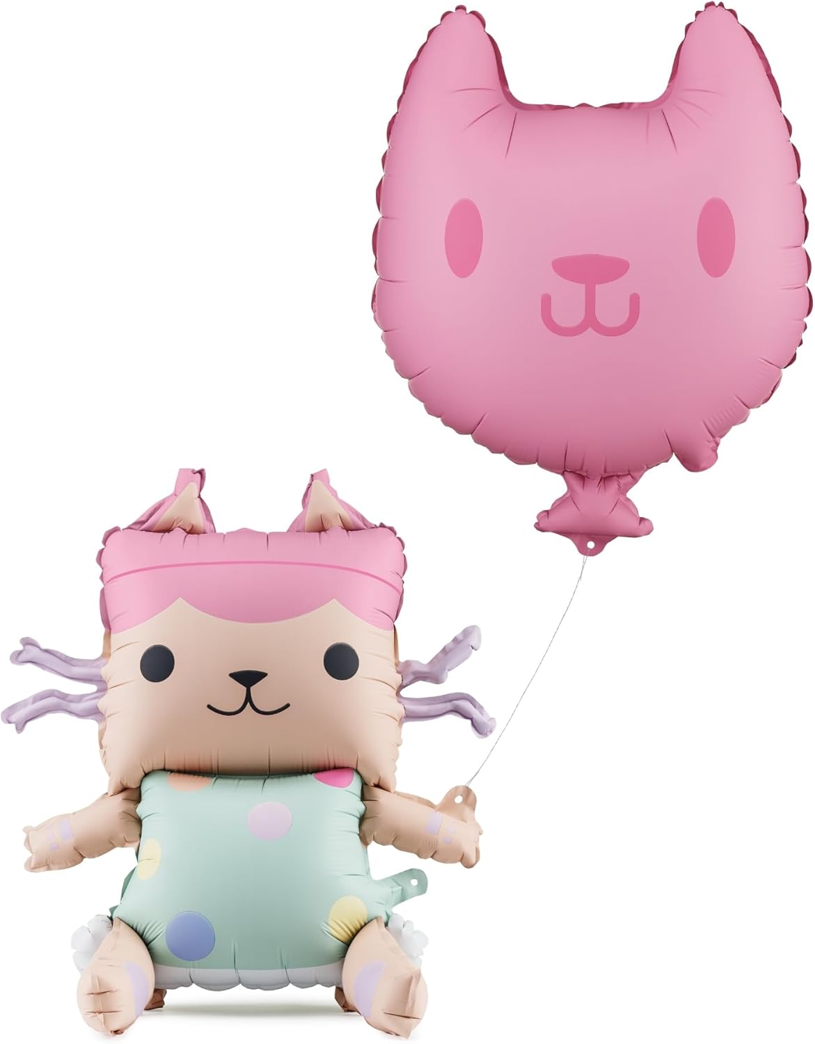Folienballon Gabby's Dollhouse Baby Box 43x46cm mit Katze 35x37cm Set - DIY Ballon für Helium oder Luft - Kindergeburtstag Mädchen Partydeko - Folienluftballon Geburtstagsdeko