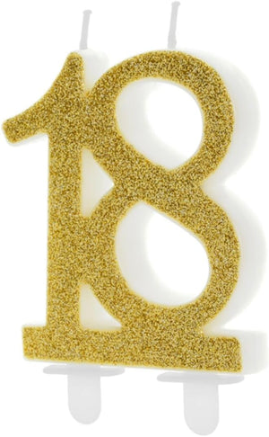 Kerze 18 Jahre 18. cmpleanno Gold Glitter 7,5 cm
