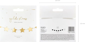 PartyDeco Girlande mit Goldsternen-Goldene Sterne Anhänger-Goldene Spiegelfolie Maße: 3,6 m Weihnachten Silvester Hochzeit Geburtstag Dekoration Hintergrund Vorhang