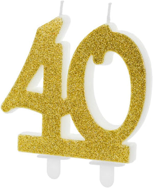 Geburtstagskerze Glitter Gold - 10 cm | Ziffer ''40''